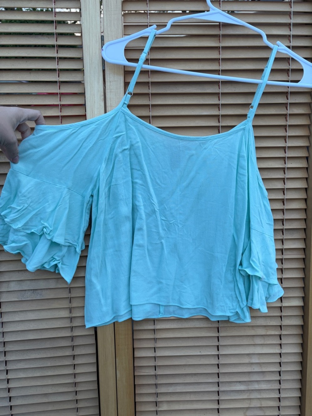 Forever 21 Aqua Cold-Shoulder Ruffle Sleeve Cami Top
